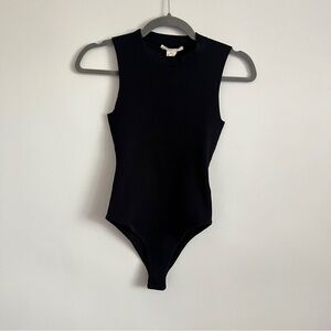 Happily Grey Ribbed Mock Neck Sleeveless Bodysuit Black Juniors Size Large